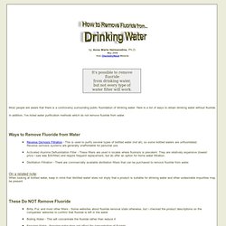 How to Remove Fluoride from Drinking Water