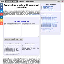 Remove line breaks with paragraph restoration online