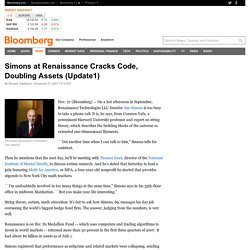 Simons at Renaissance Cracks Code, Doubling Assets (Update1)