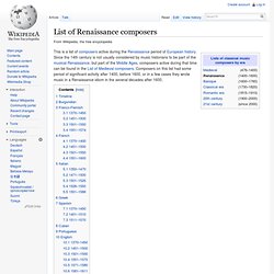 List of Renaissance composers
