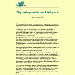 Ways to Improve Human Intelligence