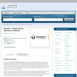 Renault – Siège Social, Adresse et Contact