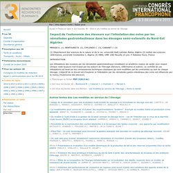 Impact de l’autonomie des éleveurs sur l’infestation des ovins par les nématodes gastrointestinaux dans les élevages semi-extensifs du Nord-Est Algérien