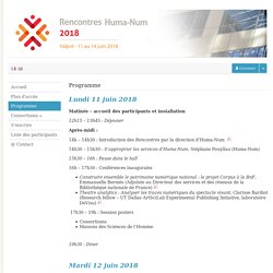 Les Rencontres de la TGIR Huma-Num 2018 - Sciencesconf.org
