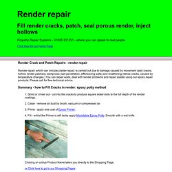 Render repair,render problems,plaster repairs,external render repairs