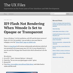 IE9 Flash not rendering when wmode is set to opaque or transparent - The UX Files