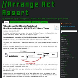 When to use Html.RenderPartial and Html.RenderAction in ASP.NET MVC Razor Views - Arrange Act Assert