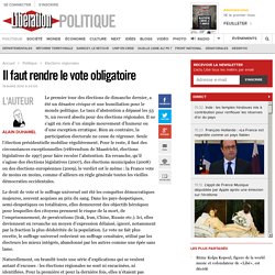 Il faut rendre le vote obligatoire