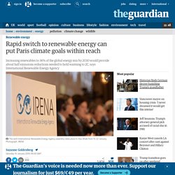 Rapid switch to renewable energy can put Paris climate goals within reach