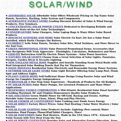 Solar and Renewable Energy Products: Solar Power, Wind Power, Alternative Energy, Photovoltaics, Off Line, Water Heating, Solar Pool Heating, Solar Energy Systems
