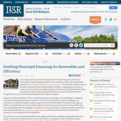 Enabling Municipal Financing for Renewables and Efficiency