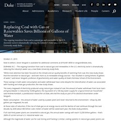 Replacing Coal with Gas or Renewables Saves Billions of Gallons of Water