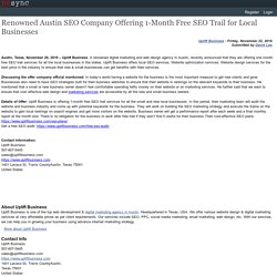 Renowned Austin SEO Company Offering 1-Month Free SEO Trail for Local Businesses