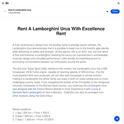 Rent A Lamborghini Urus With Excellence Rent