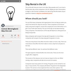 Skip Rental in the UK