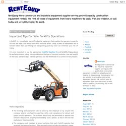 RentEquip: Important Tips For Safe Forklifts Operations