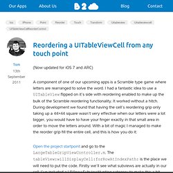 Reordering a UITableViewCell from any touch point