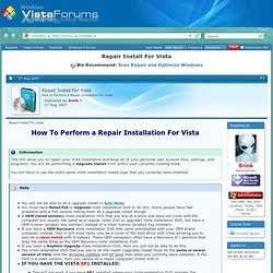 Repair Install For Vista