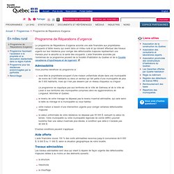 Programme de Réparations d'urgence - Société d'habitation du Québec