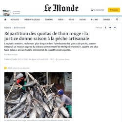 Répartition des quotas de thon rouge : la justice donne raison à la pêche artisanale