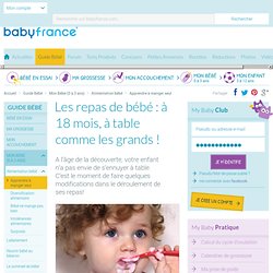 Alimentation bébé: les repas à partir de 18 moisbébé 12-24 mois: conseils pour s\' en occuper