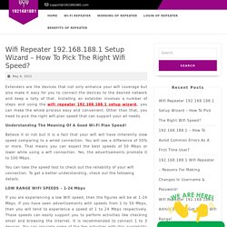 Wifi Repeater 192.168.188.1 Setup Wizard – How To Pick The Right Wifi Speed?