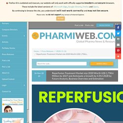 Reperfusion Treatment Market size 2020 Worth US$ 1,758.6 Million by 2027 and Anticipate a Growth by 4.5% CAGR by Future Analysis, Business Overview and Estimation - PharmiWeb.com