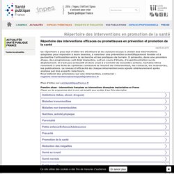 Registre des interventions en promotion de la santé / Santé publique France, janvier 2019