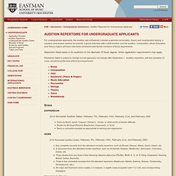Audition Repertoire for Undergraduate Applicants – Admissions - Eastman School of Music