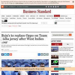 Byju's to replace Oppo on Team India jersey after West Indies tour