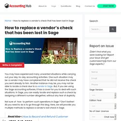 How to Replace A Vendor's Check That Has Been Lost In Sage