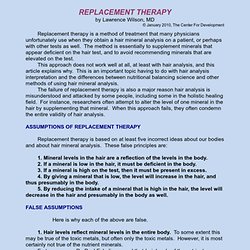 Replacement therapy is a method of treatment that many physicians consider when utilizing hair analysis