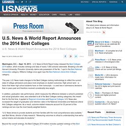 U.S. News & World Report Announces the 2014 Best Colleges