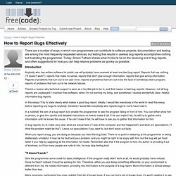 How to Report Bugs Effectively