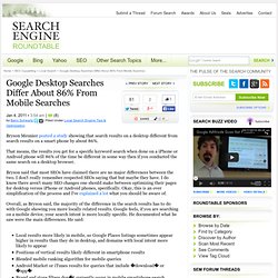 Report: Google Desktop vs Google Smart Phone Search Results