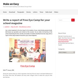 Write a report of Free Eye Camp for school magazine - Sample