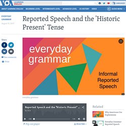 Reported Speech and the 'Historic Present' Tense