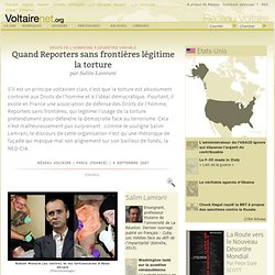 Quand Reporters sans frontières légitime la torture