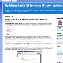 My daily work with SQL Server and Microsoft products.