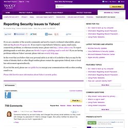 Reporting Security issues to Yahoo! - Yahoo Security