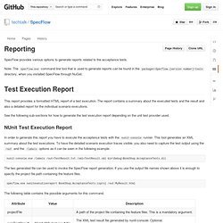 Reporting · techtalk/SpecFlow Wiki