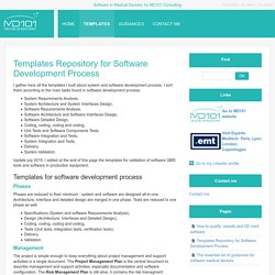 Templates Repository for Software Development Process - Software in Medical Devices, by MD101 Consulting