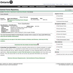Ontario Central Forms Repository - Form Identification