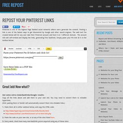 Repost Your Pinterest Links – Free Repost