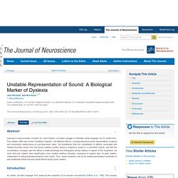 Unstable Representation of Sound: A Biological Marker of Dyslexia