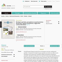Pratiques agricoles, perceptions et représentations du paysage : quelles articulations ? Approches croisées Nord/Sud