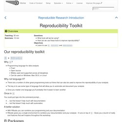 Reproducible Research Introduction: Reproducibility Toolkit