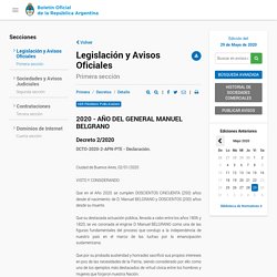 BOLETIN OFICIAL REPUBLICA ARGENTINA - 2020 - AÑO DEL GENERAL MANUEL BELGRANO - Decreto 2/2020