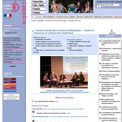 « Laïcité et libertés dans l'école de la République » - Toutes les ressources du colloque inter-académique