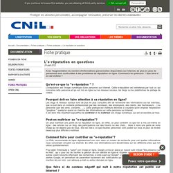 L'E-Réputation - CNIL